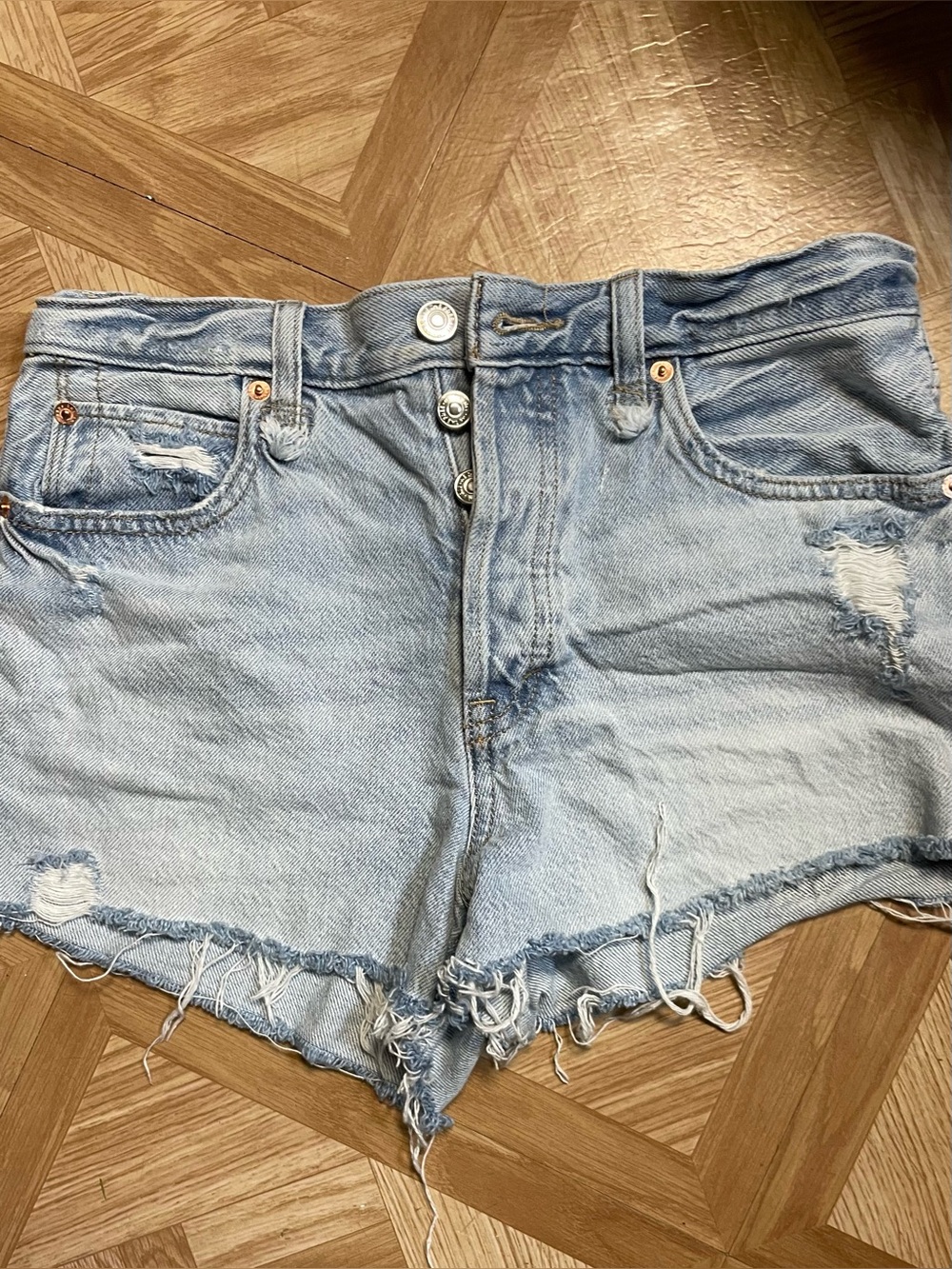 Twenty Light Blue Distressed Denim Cutoff Shorts